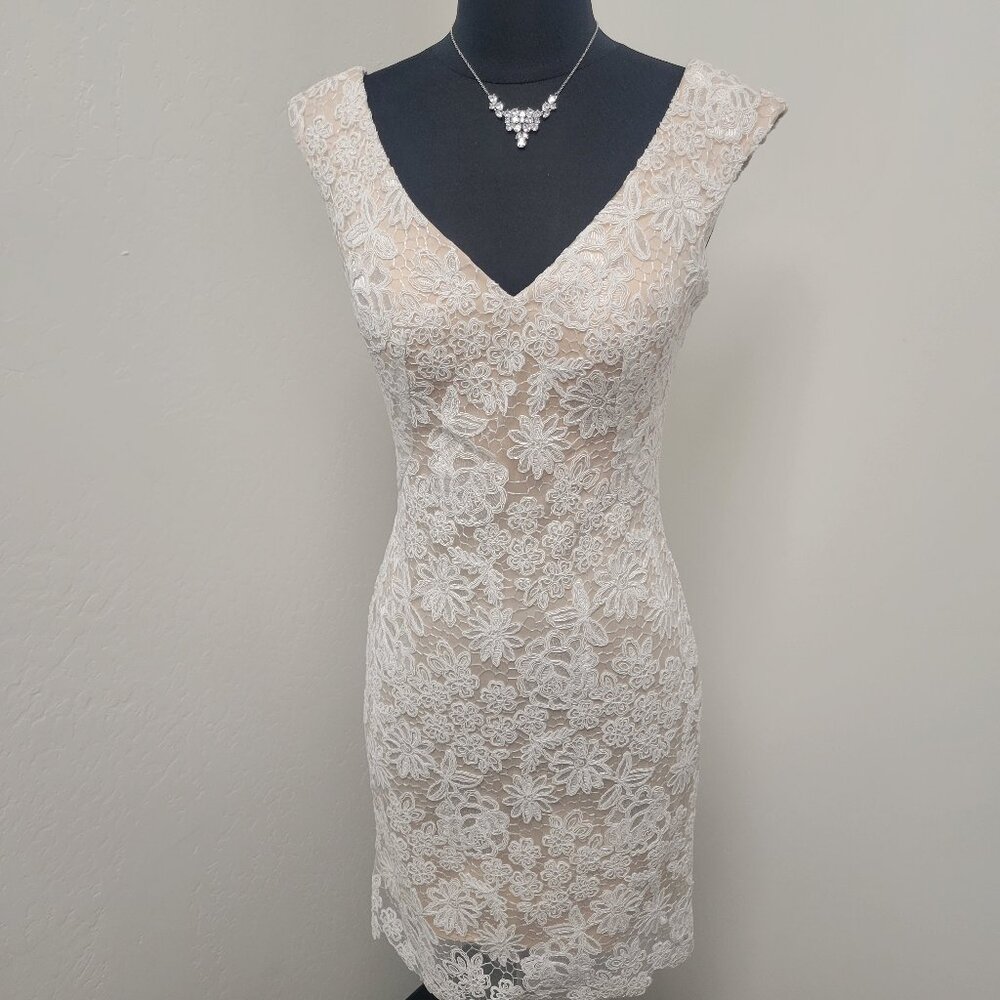 Ivory Fitted Lace Dress
